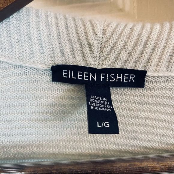 Eileen Fisher Light Gray Ribbed 100% Cashmere Long sleeve Shawl Open Cardigan L - Picture 13 of 16